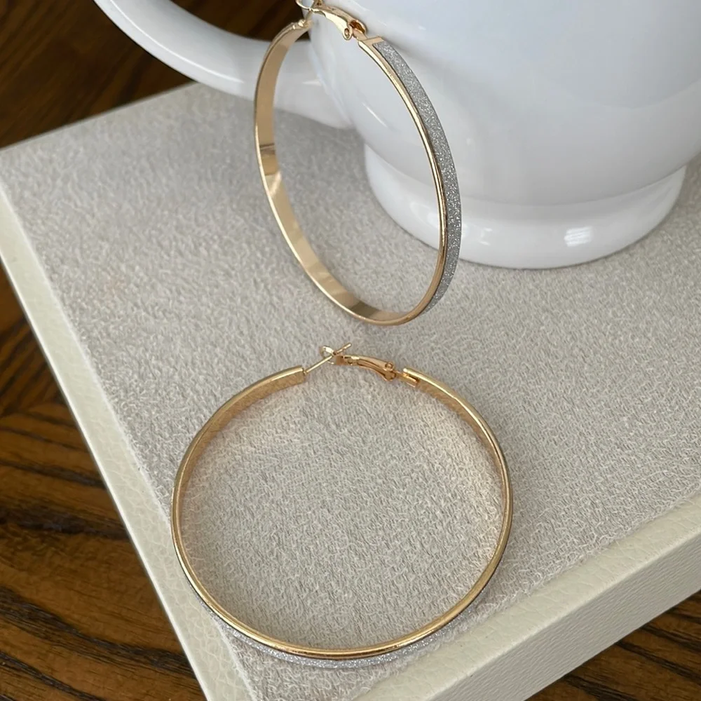 Gold + sparkle hoop earrings